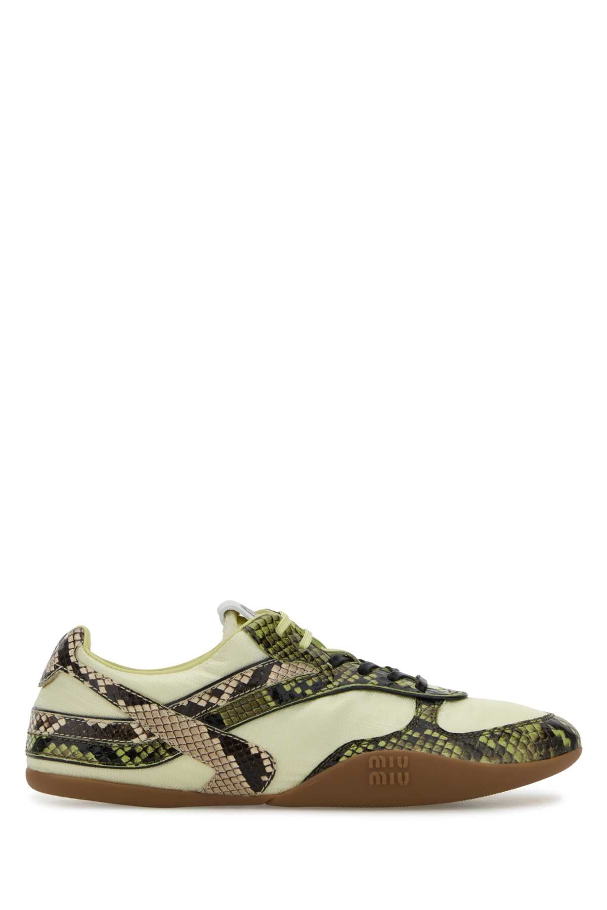 MIU MIU Stylish Fabric and Leather Sneakers for Women