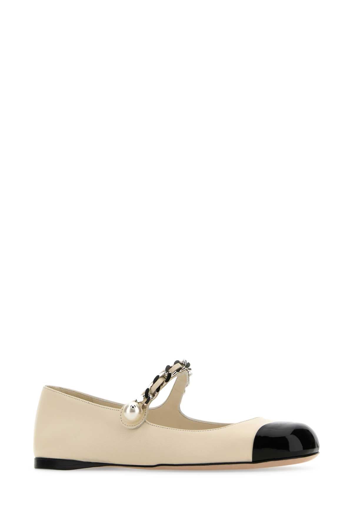 MIU MIU Ivory Leather Ballerinas