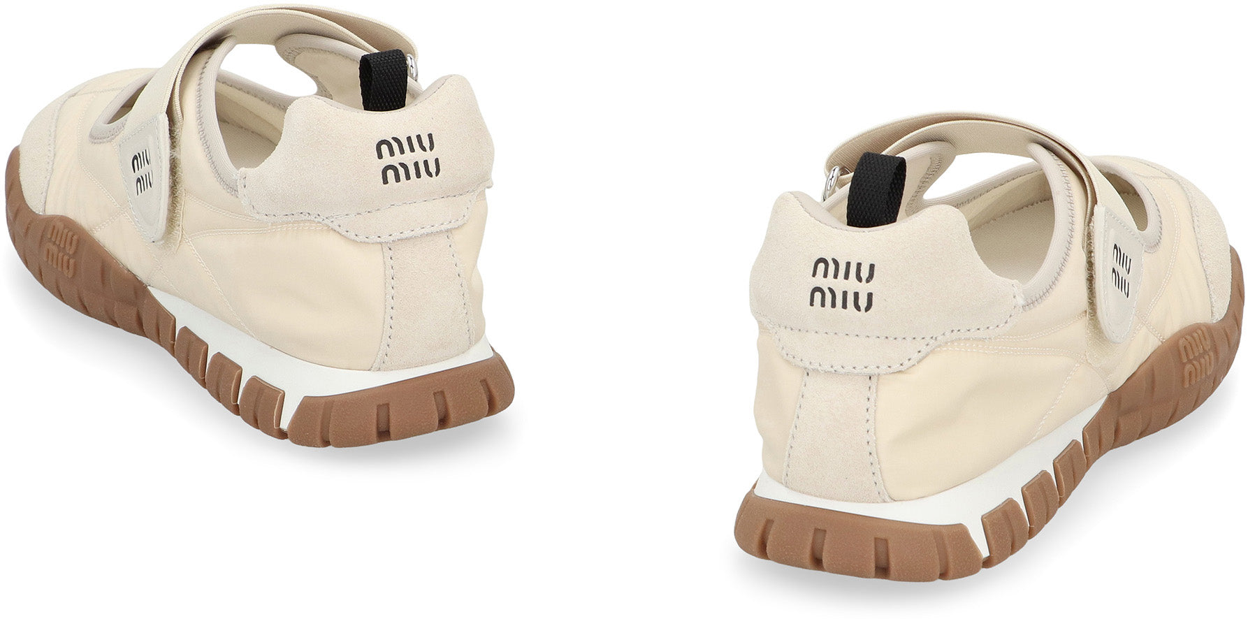 MIU MIU Technical Fabric and Suede Ballerinas with EVA Sole