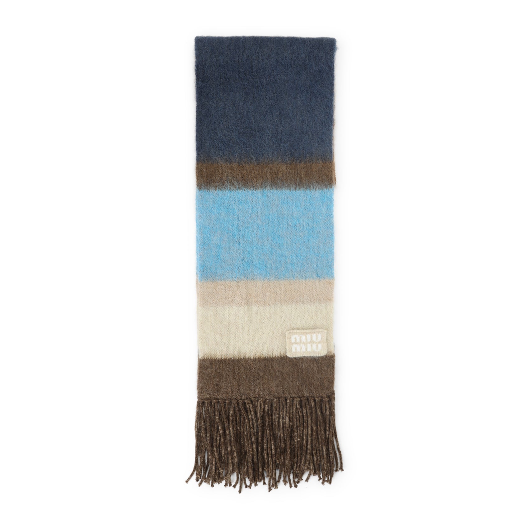 MIU MIU Multicolor Mohair and Wool Striped Scarf