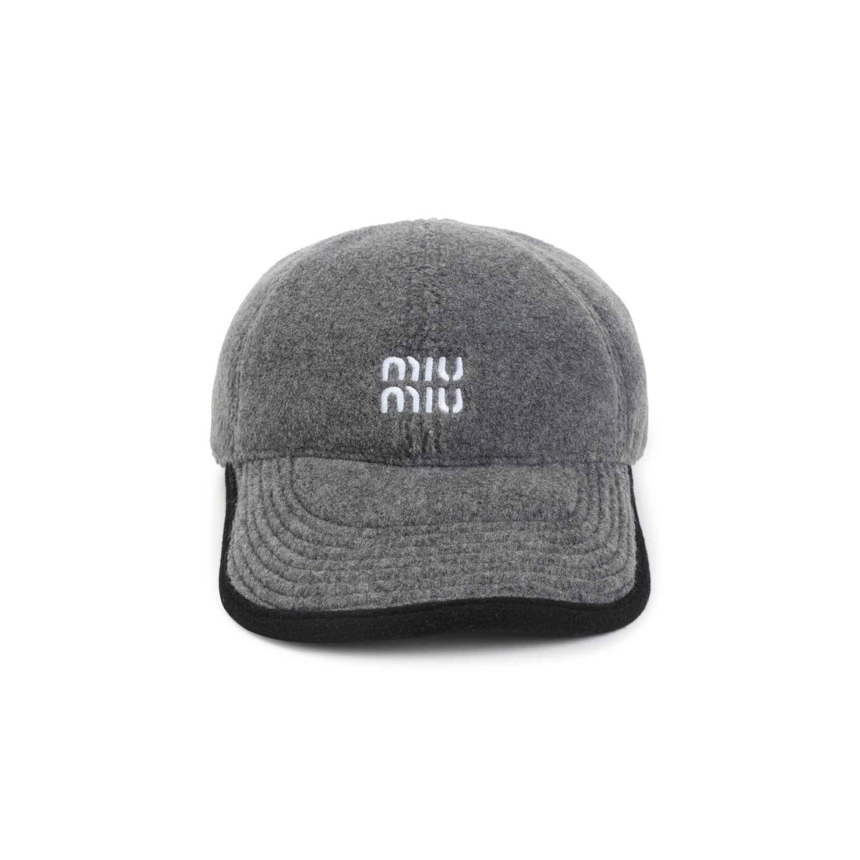 MIU MIU Six-Panel Hat with Contrast Embroidered Logo