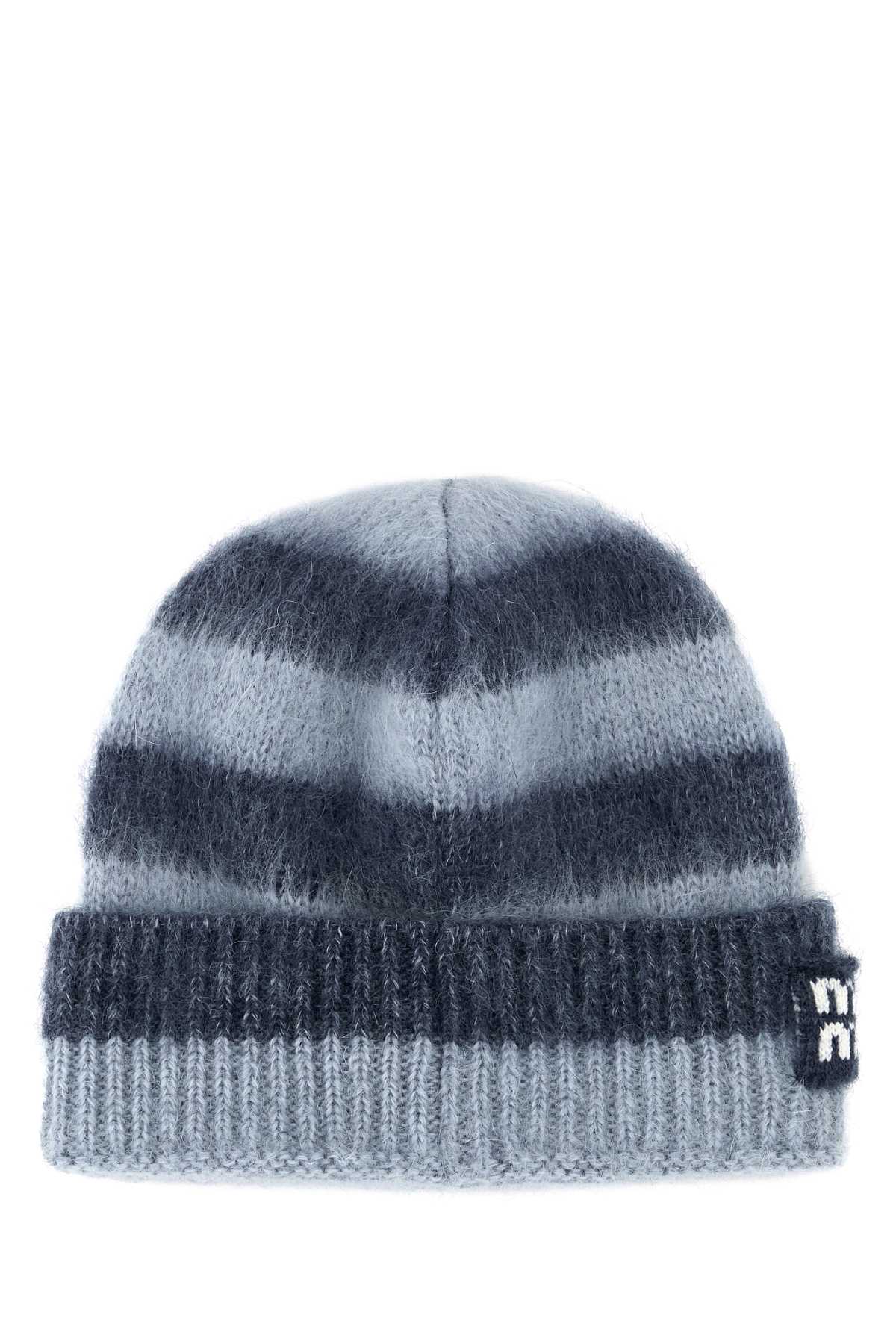 MIU MIU Embroidered Mohair Blend Beanie Hat