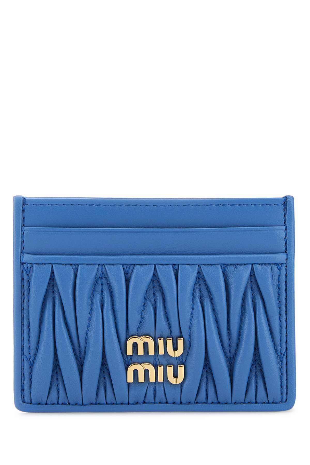 MIU MIU Mini Lambskin Card Holder with Gold Hardware