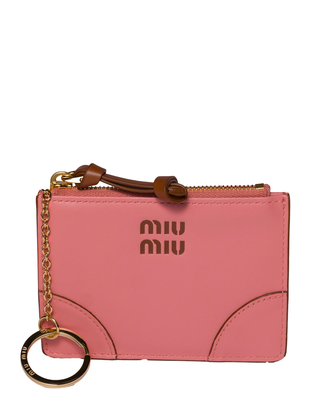 MIU MIU Mini Leather Card Holder with Removable Key Ring - 11 x 8 cm