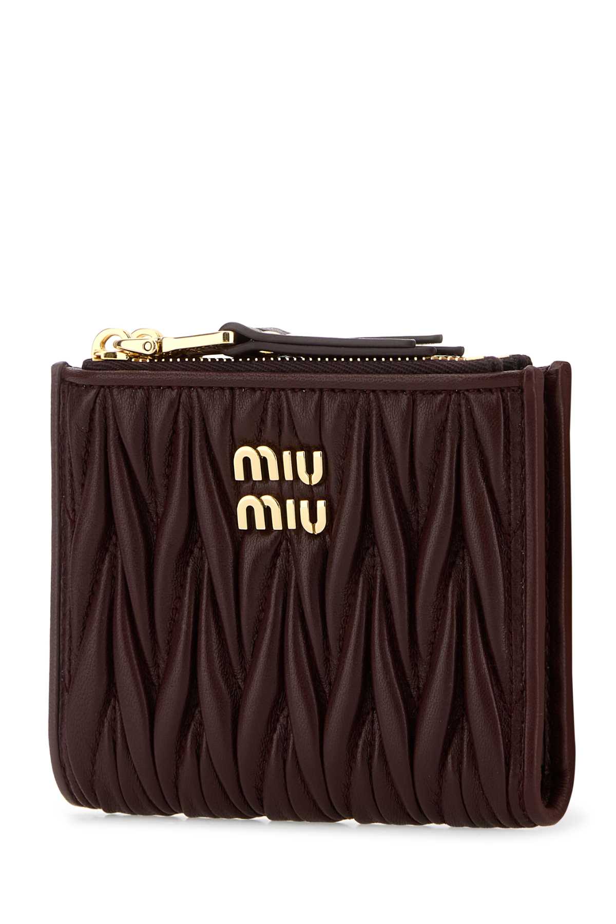 MIU MIU Mini Leather Wallet with Golden Finishing