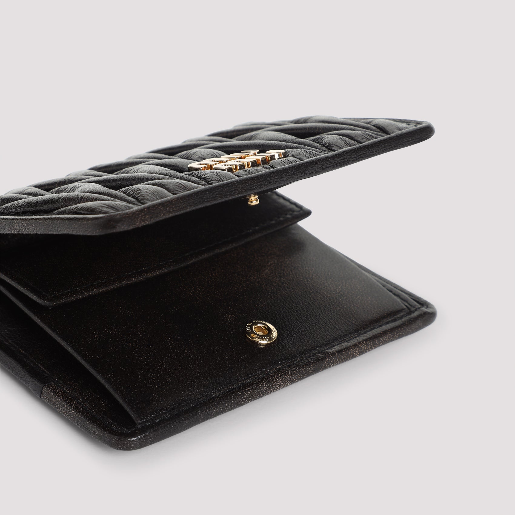 MIU MIU Mini Leather Wallet with Golden Finishing