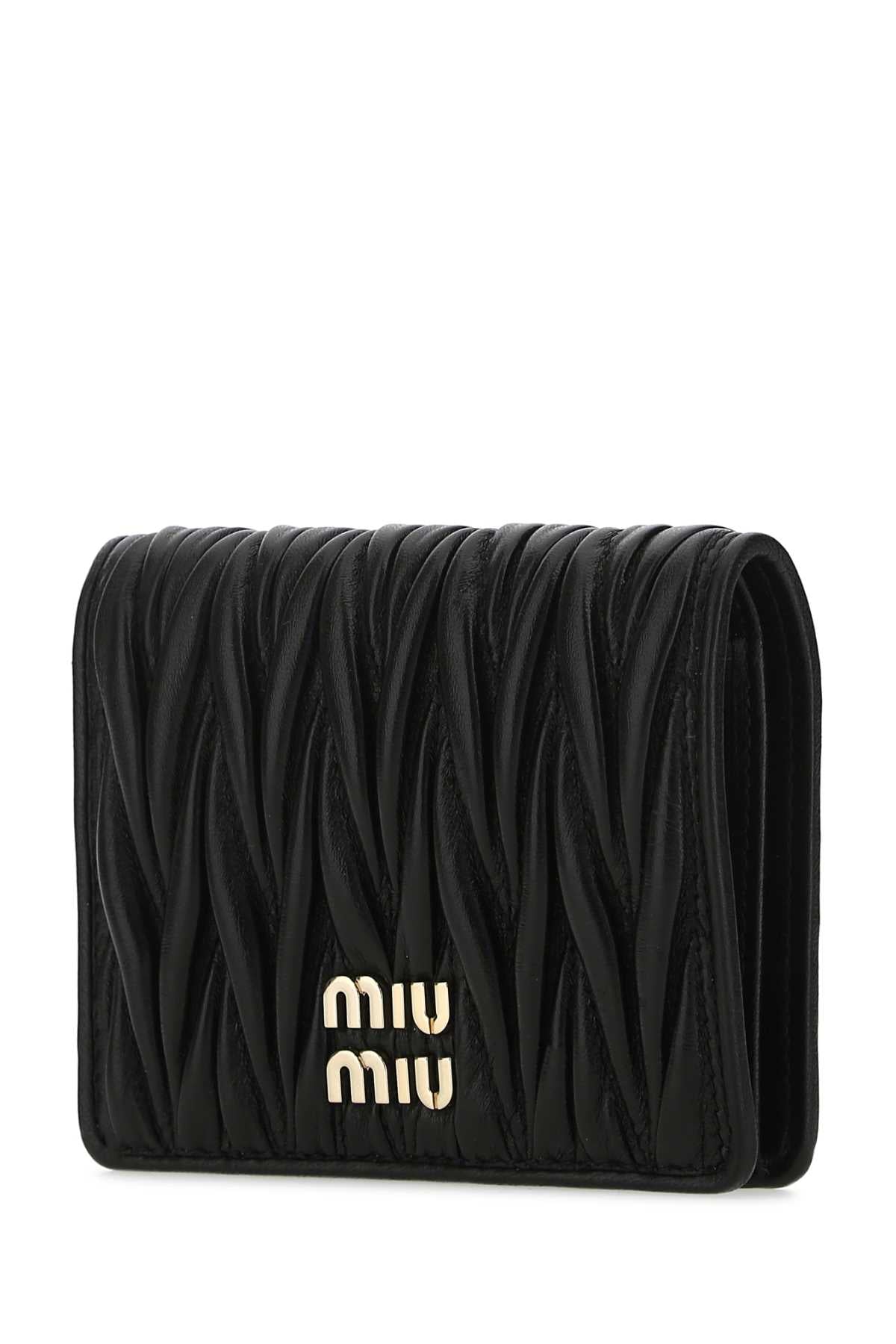 MIU MIU Mini Matelassé Nappa Leather Wallet with Snap Closure - 8.5 x 11.2 cm