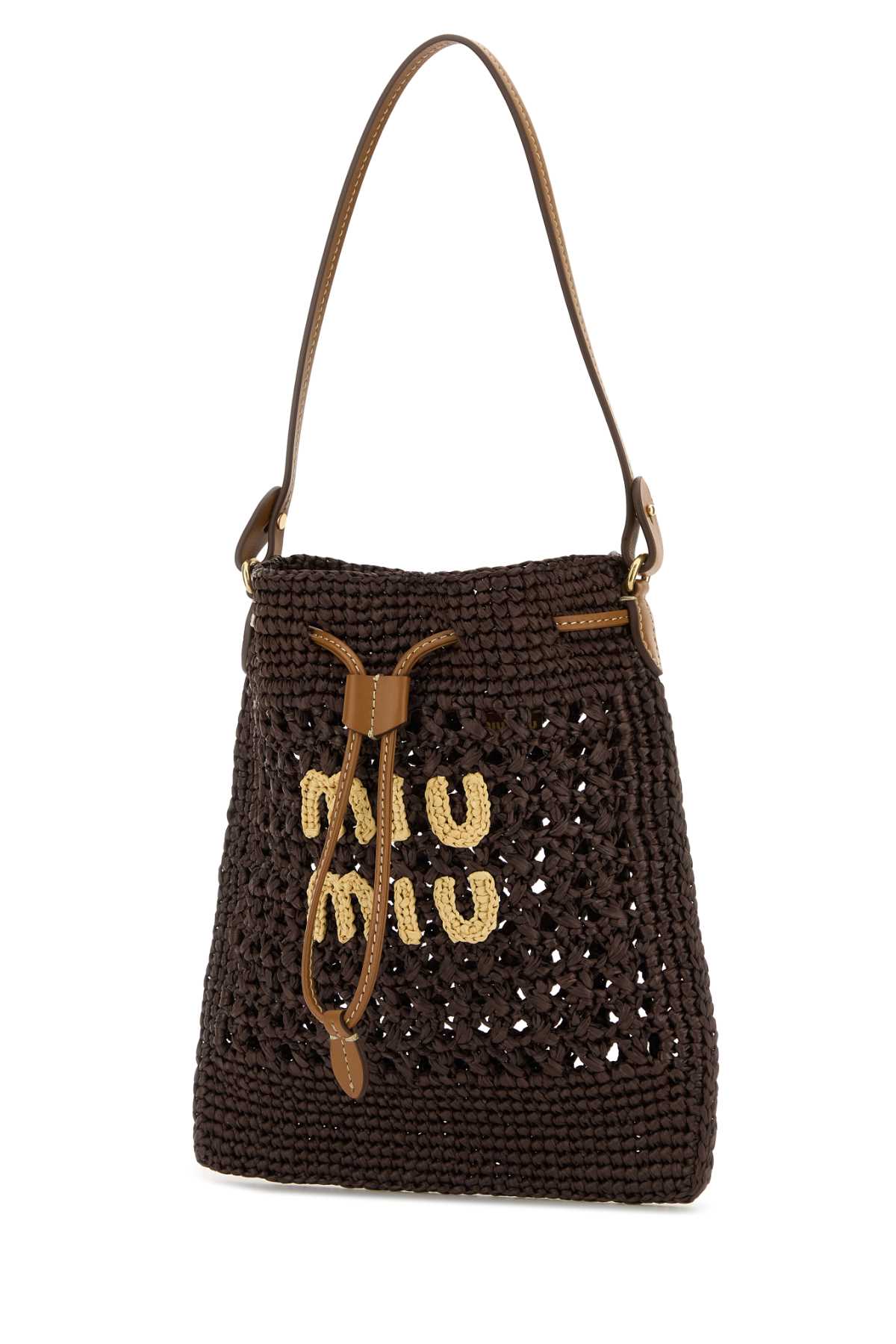 MIU MIU Mini Raffia Shoulder Handbag
