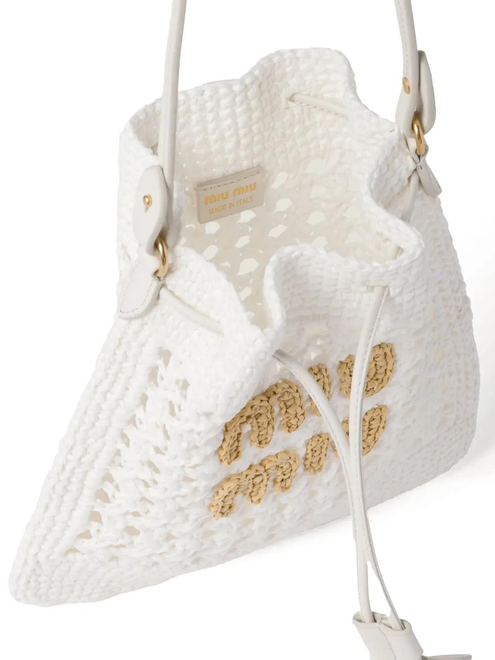 MIU MIU Mini Raffia Handbag with Leather Details