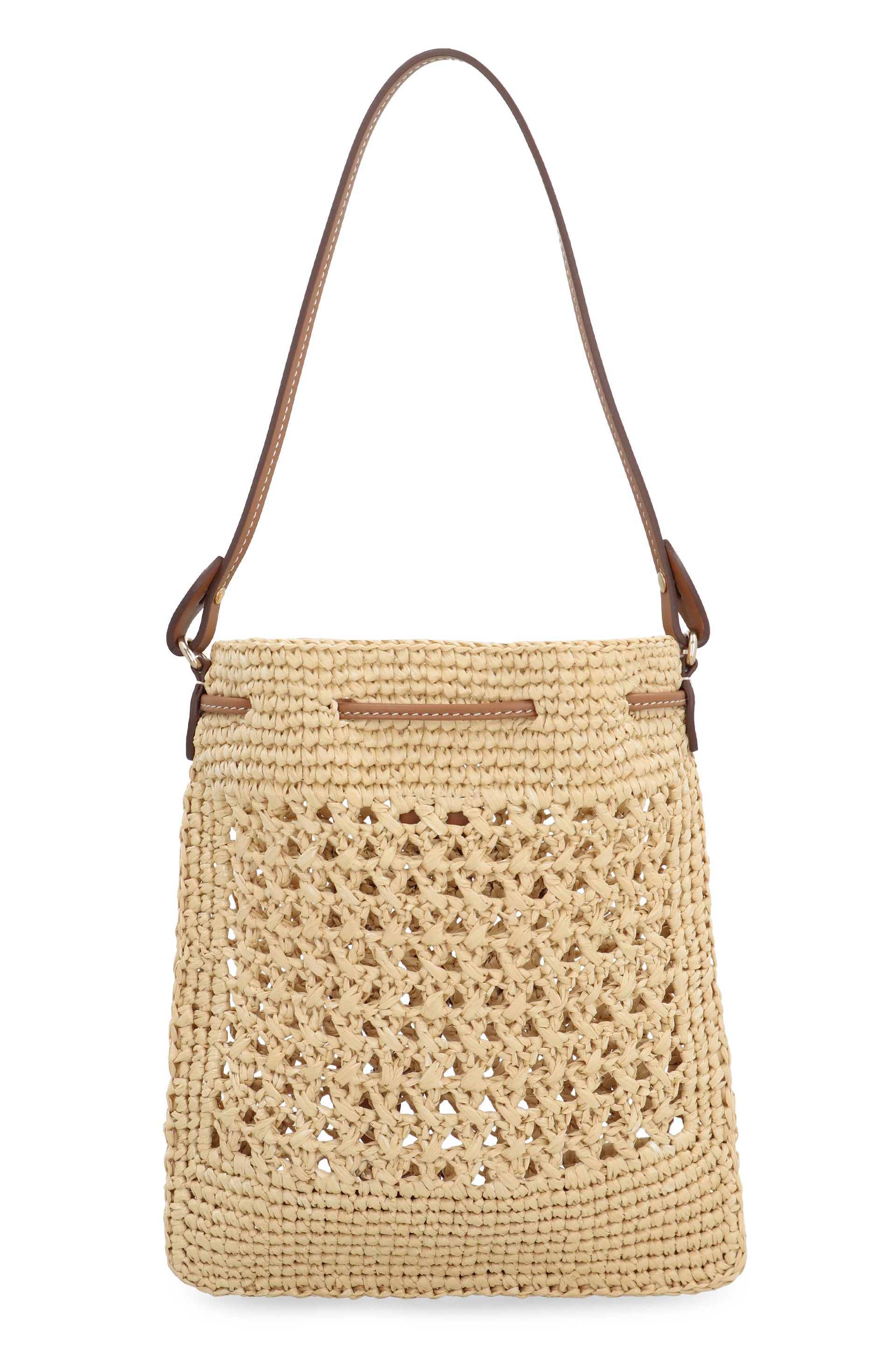MIU MIU Mini Raffia Handbag with Leather Accents