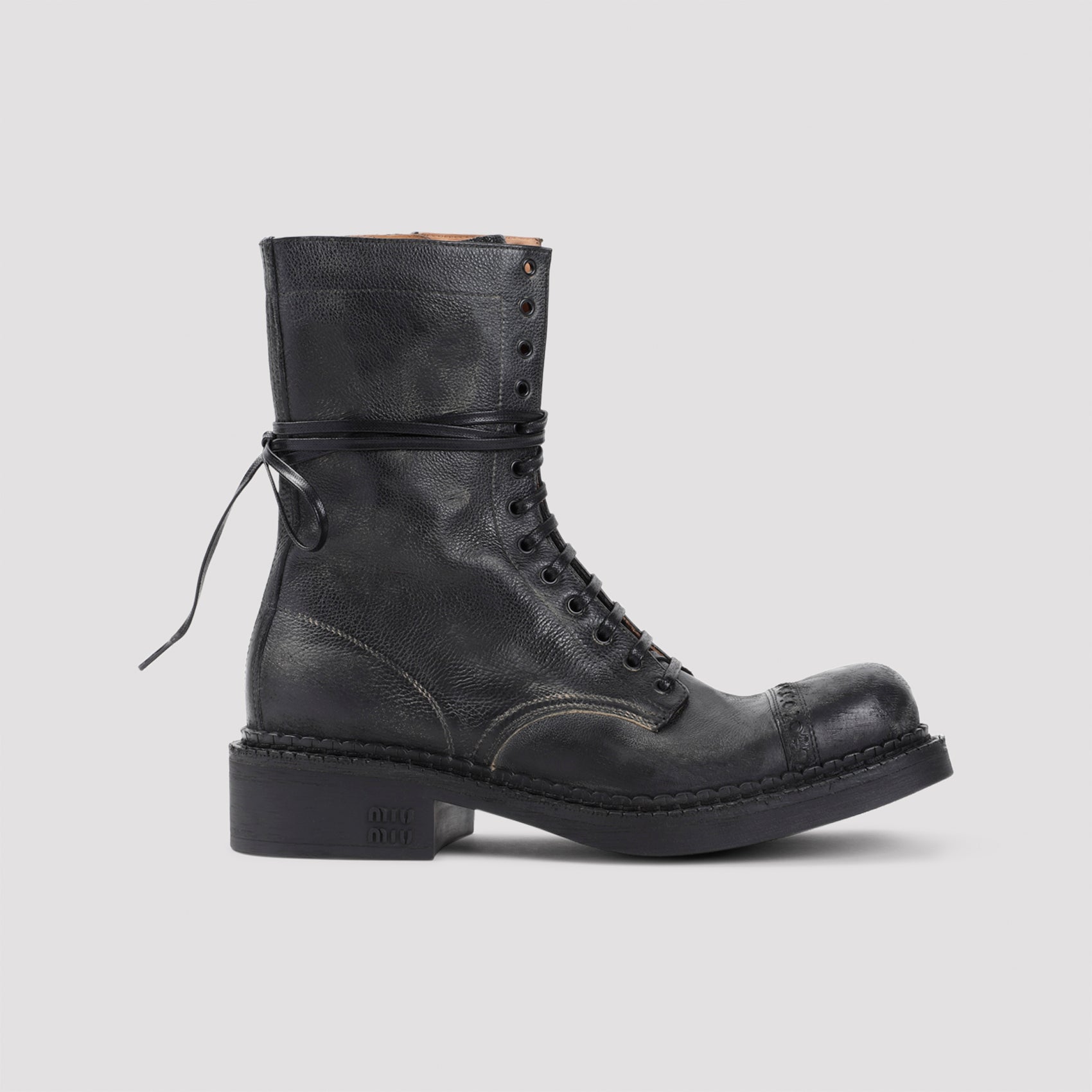 MIU MIU Luxury Leather Ankle Boots for Women