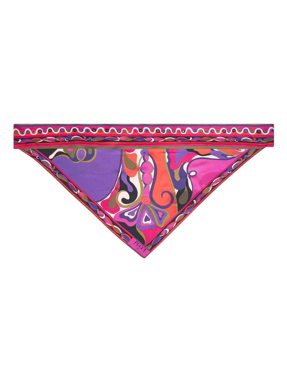 EMILIO PUCCI Printed Silk Foulard with Color Block Striped Pattern