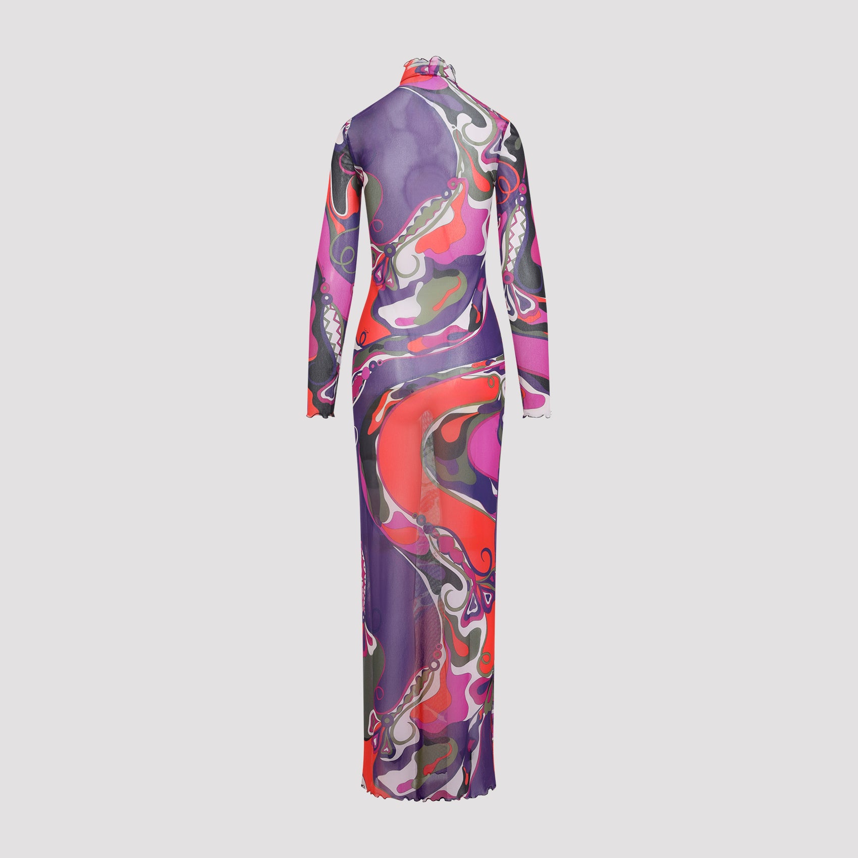 EMILIO PUCCI Fitted Maxi Dress with Ruffled Hemline - Long Sleeve