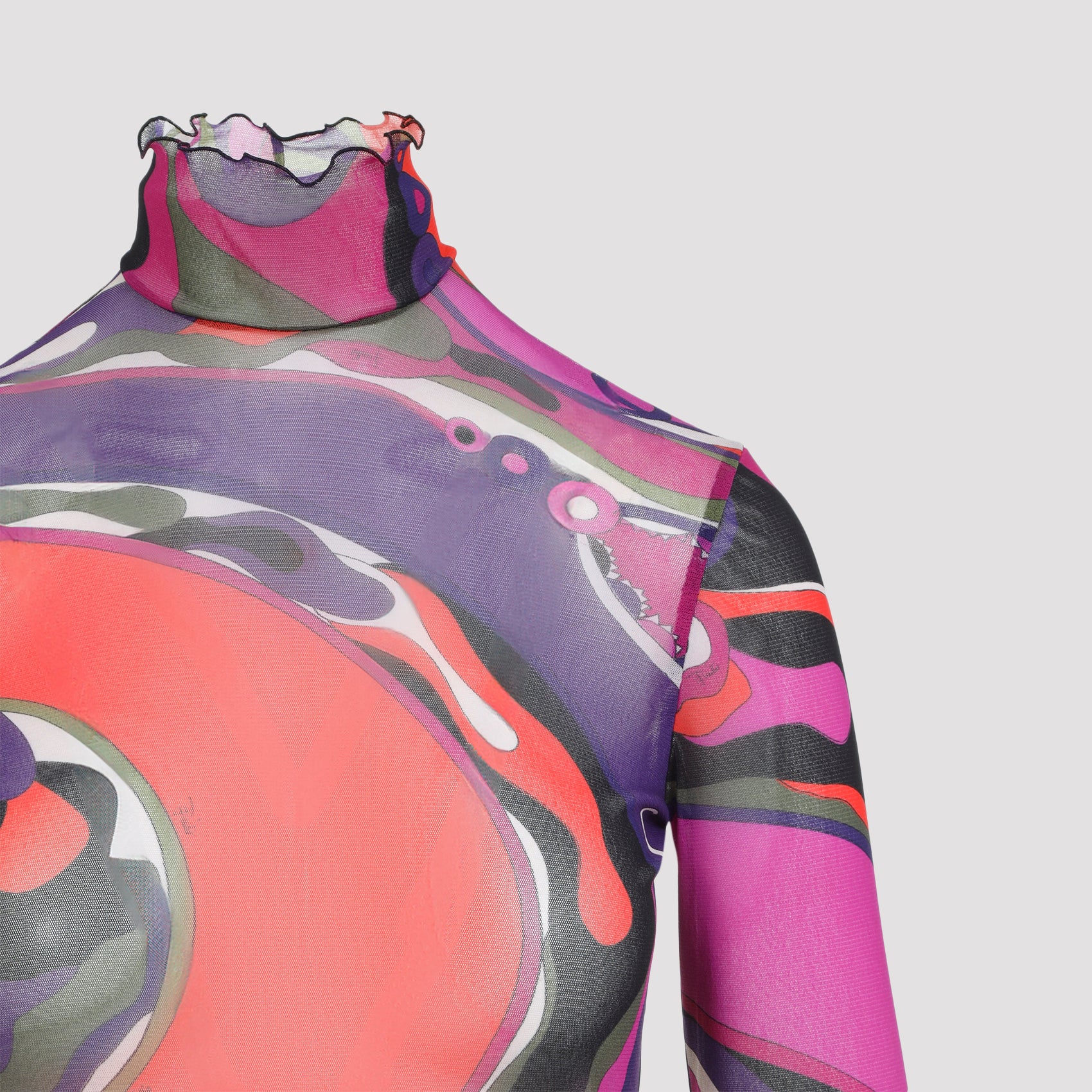 EMILIO PUCCI Fitted Maxi Dress with Ruffled Hemline - Long Sleeve