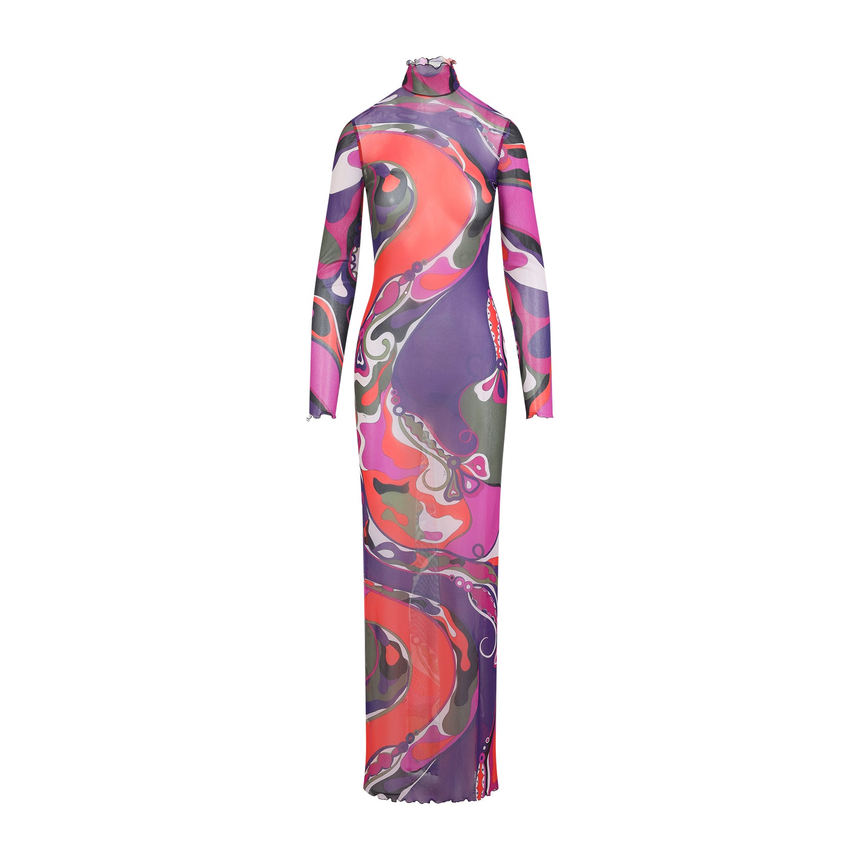 EMILIO PUCCI Elegant Long Dress with High Collar and Long Sleeves