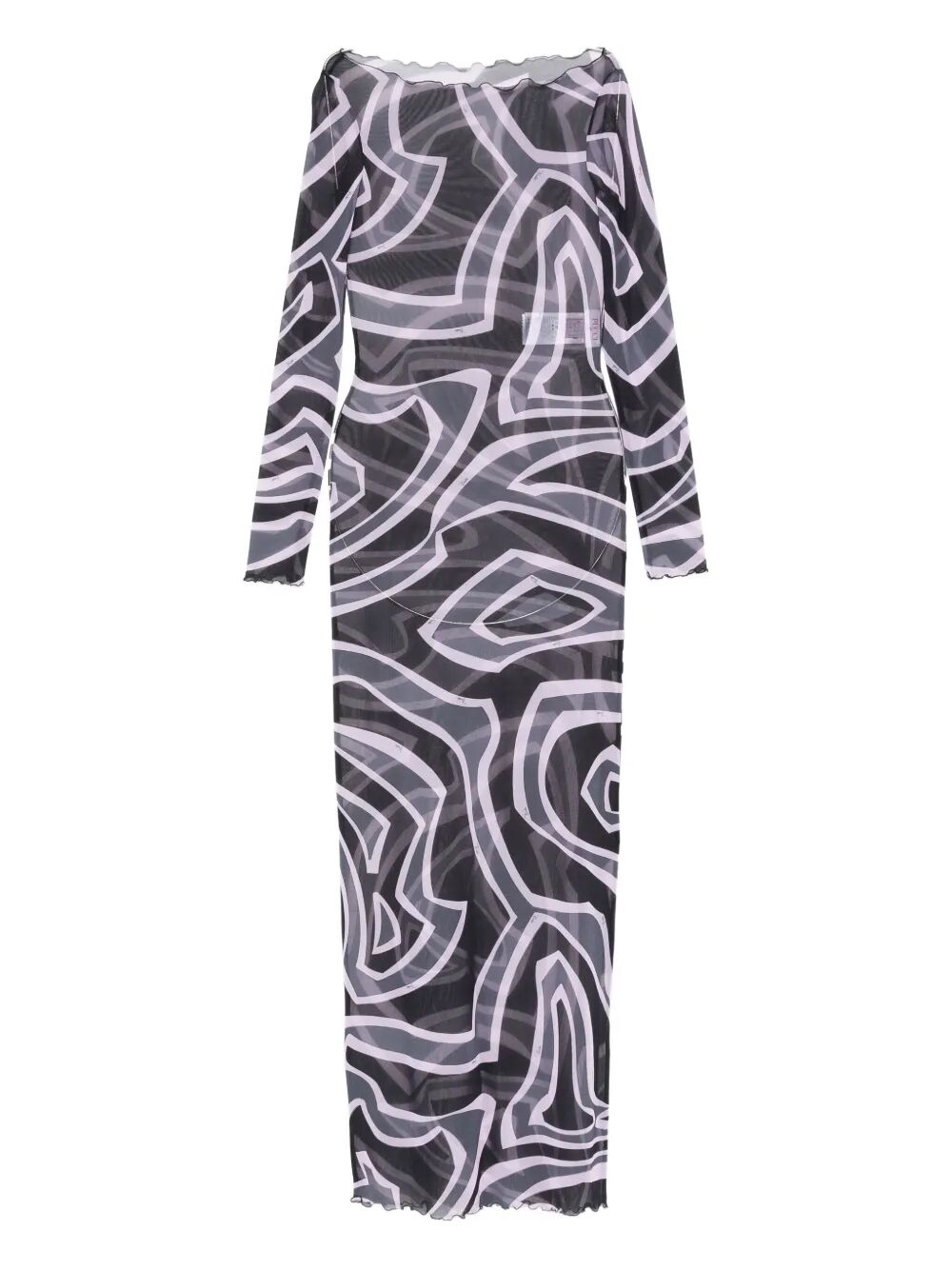 EMILIO PUCCI Abstract-Print Long-Sleeved Tulle Maxi Dress