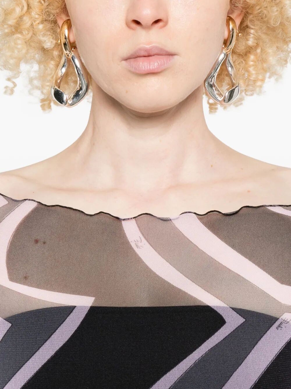 EMILIO PUCCI Abstract-Print Long-Sleeved Tulle Maxi Dress