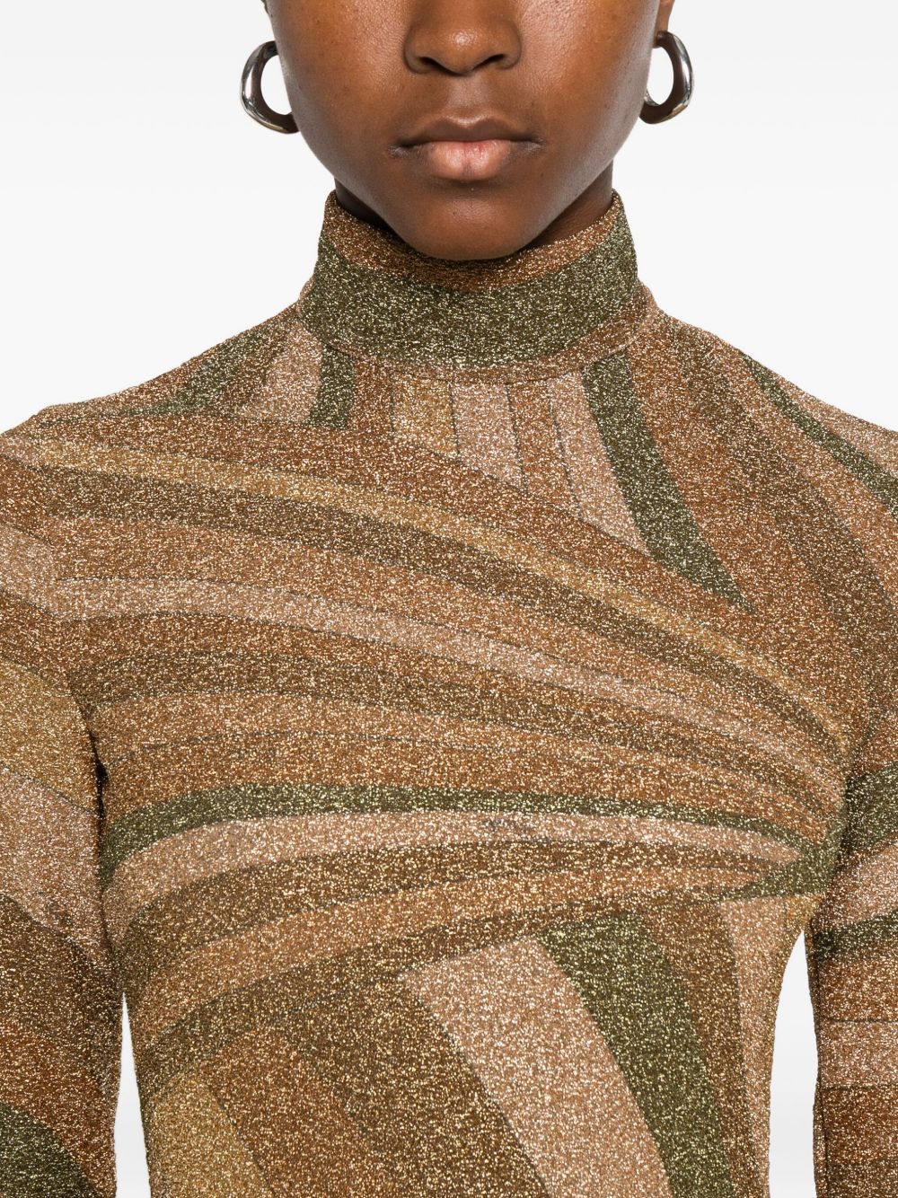 EMILIO PUCCI High Neck Long Sleeve Printed Top