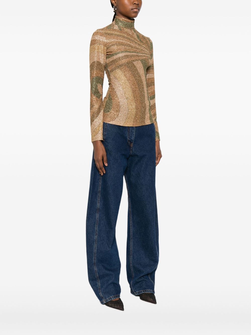 EMILIO PUCCI High Neck Long Sleeve Printed Top