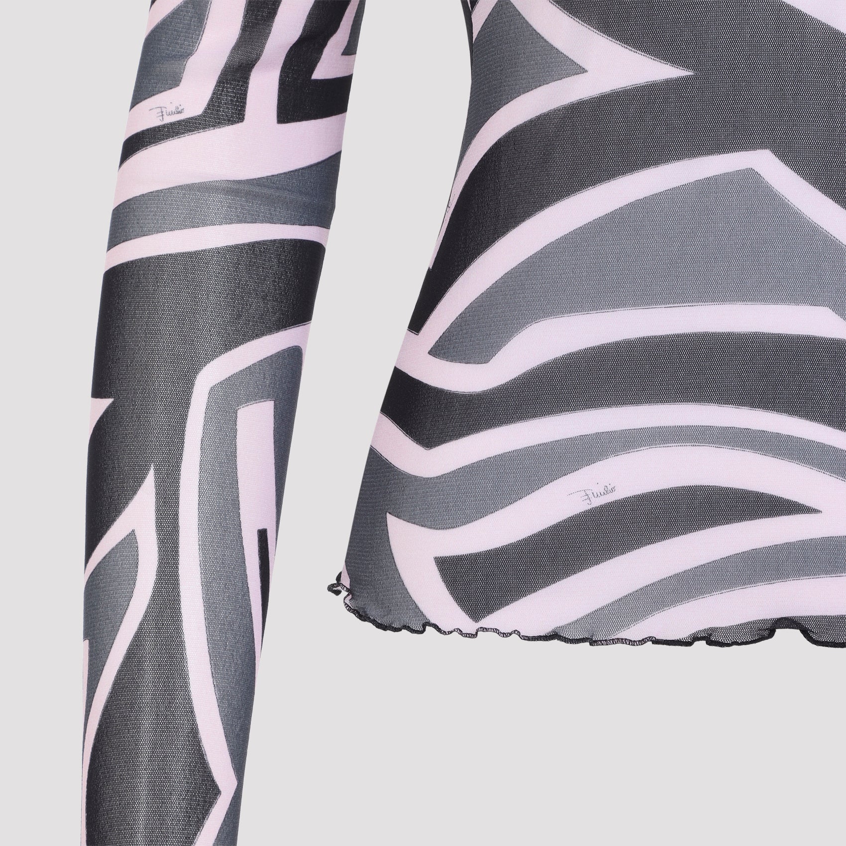 EMILIO PUCCI Semi Sheer Printed Long-Sleeved High-Neck Top