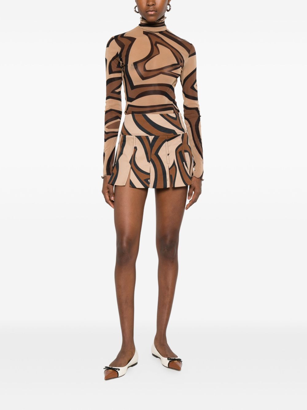 EMILIO PUCCI Printed Midi Dress with Ruffled Trim for Women