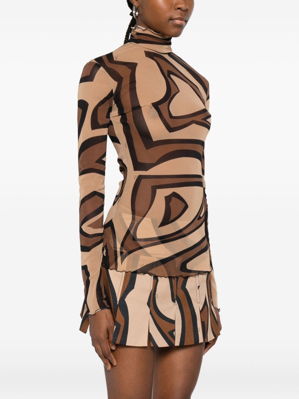 EMILIO PUCCI Printed Midi Dress with Ruffled Trim for Women
