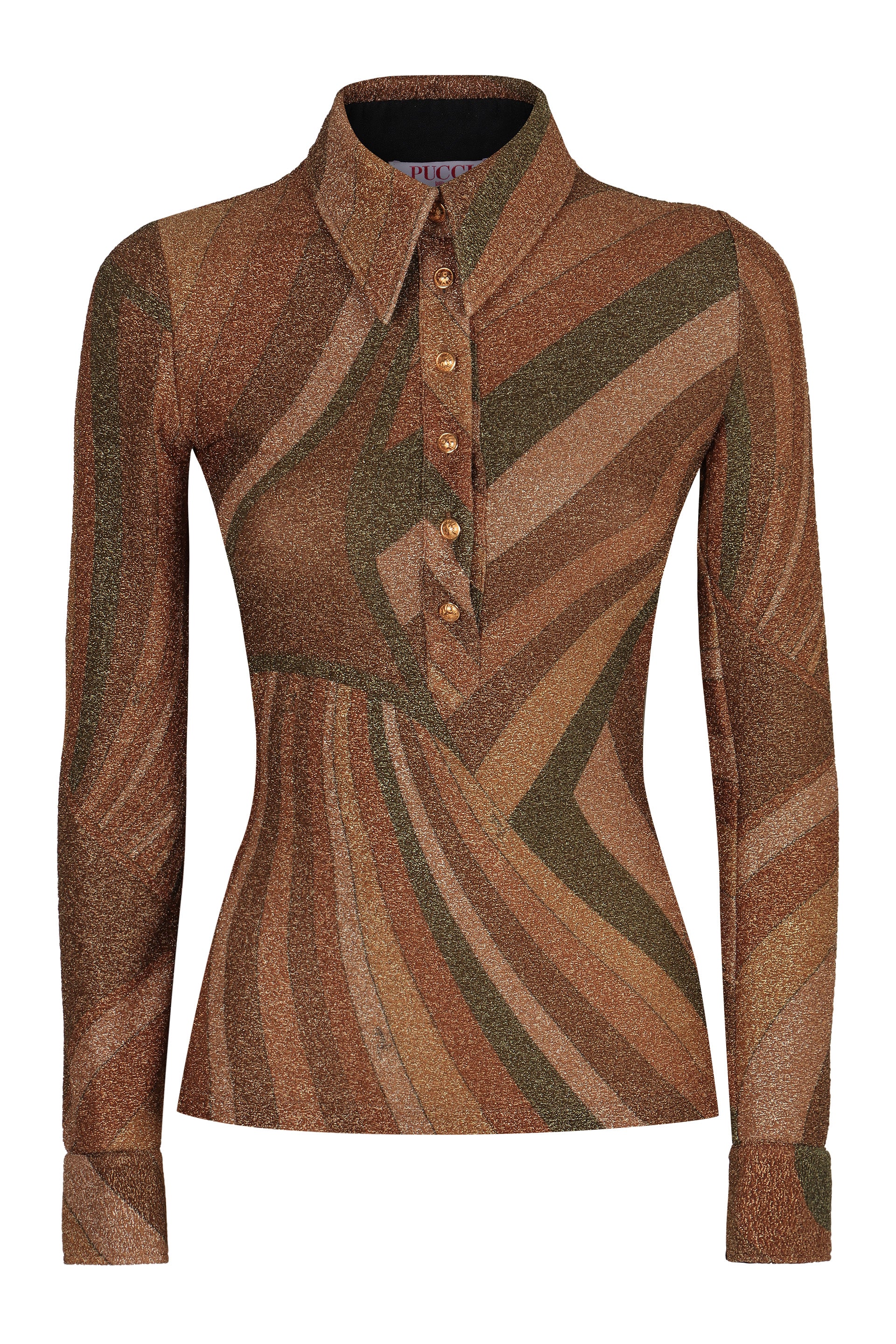 EMILIO PUCCI Long-Sleeve Polo Shirt with Glossy Details