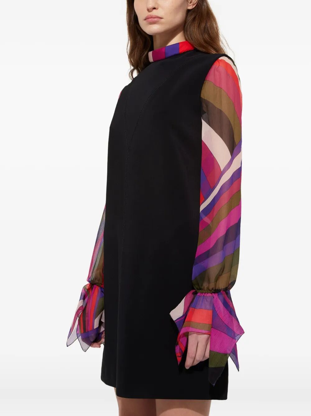 EMILIO PUCCI Printed Sleeve Heavy Cady Sheath Dress - FW25