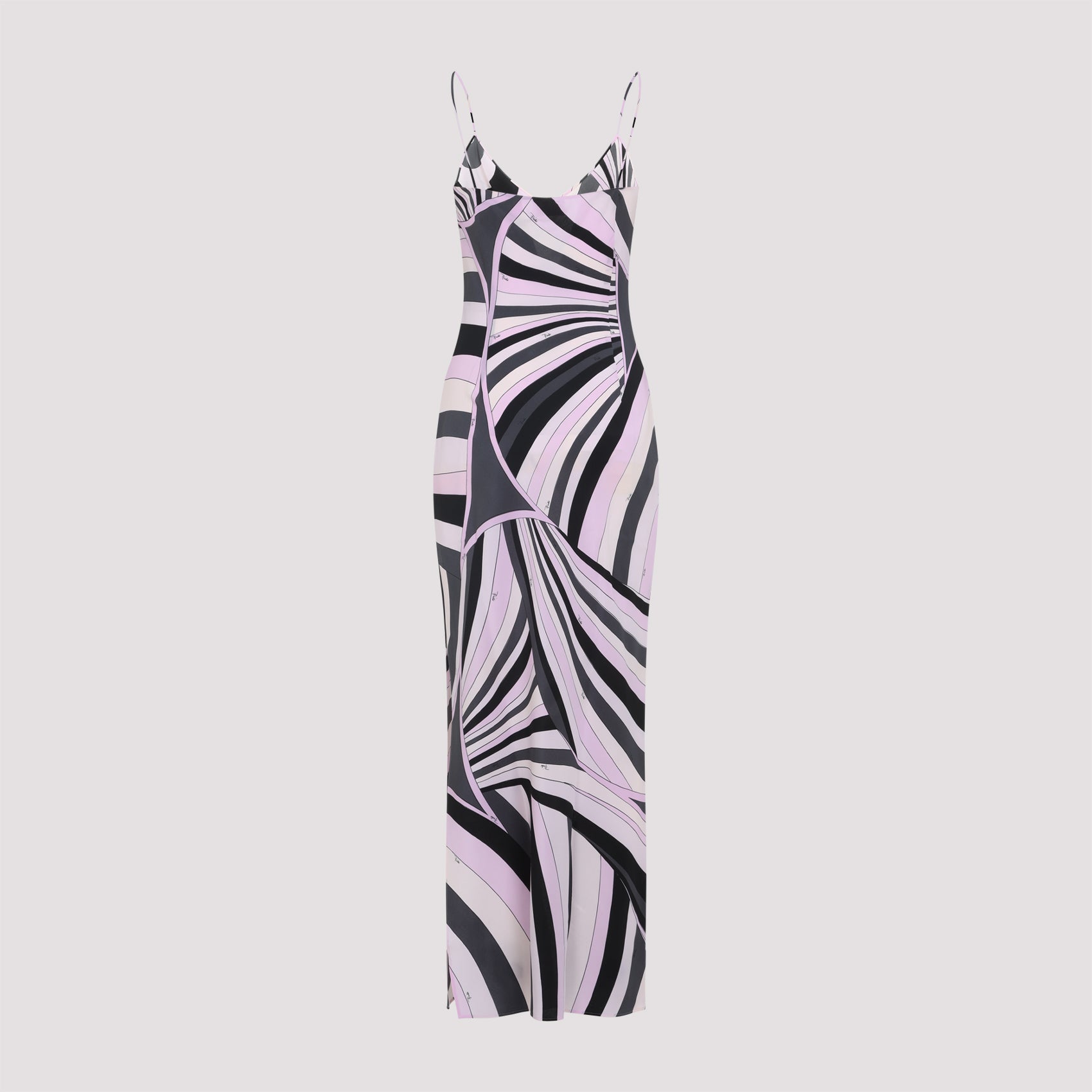 EMILIO PUCCI Silk Long Dress with V-Neckline and Side Slit