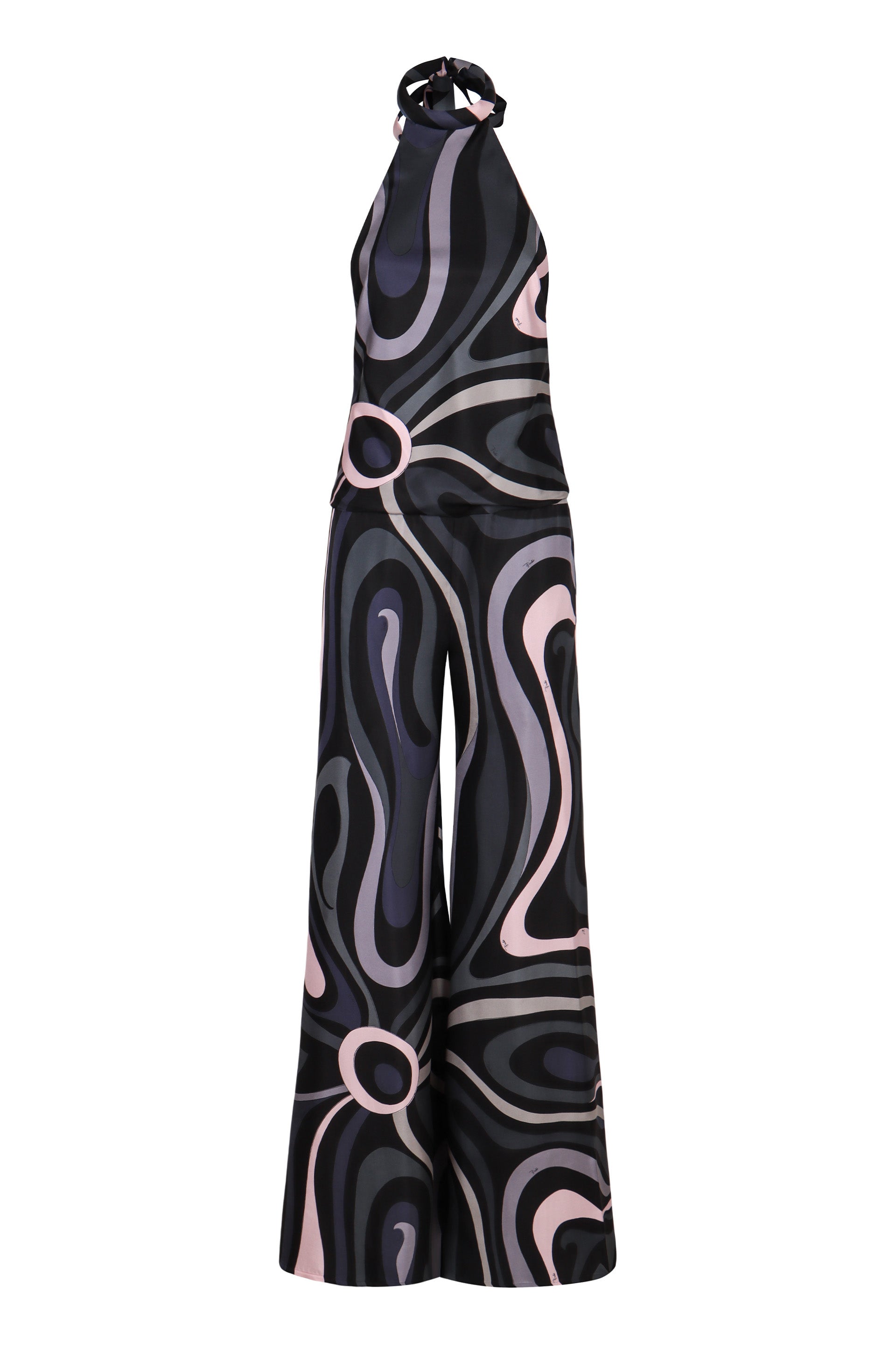 EMILIO PUCCI Silk Twill Jumpsuit with Marble Print
