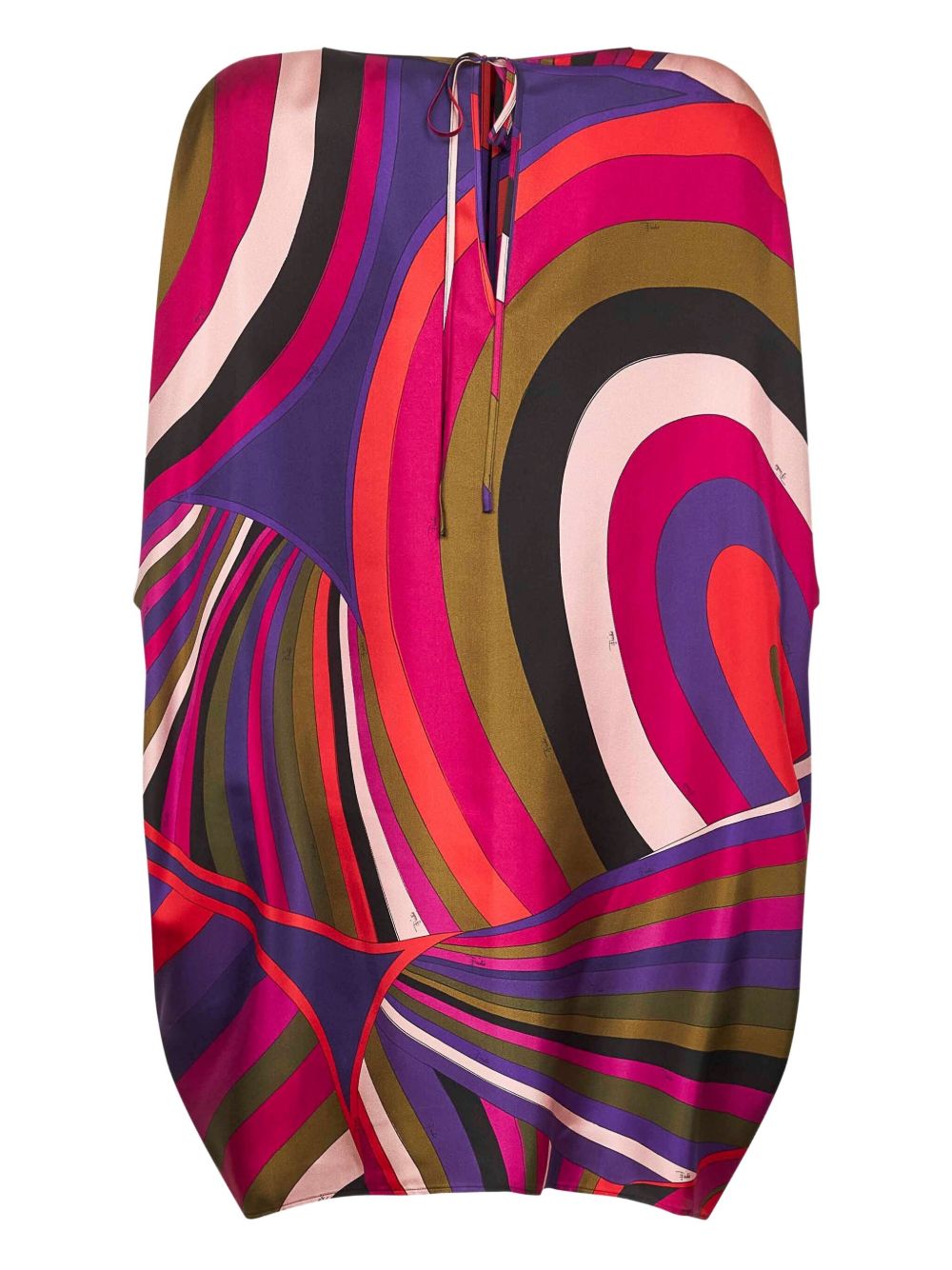 EMILIO PUCCI Printed Silk Kaftan with Boat Neckline and Self-Tie Closure