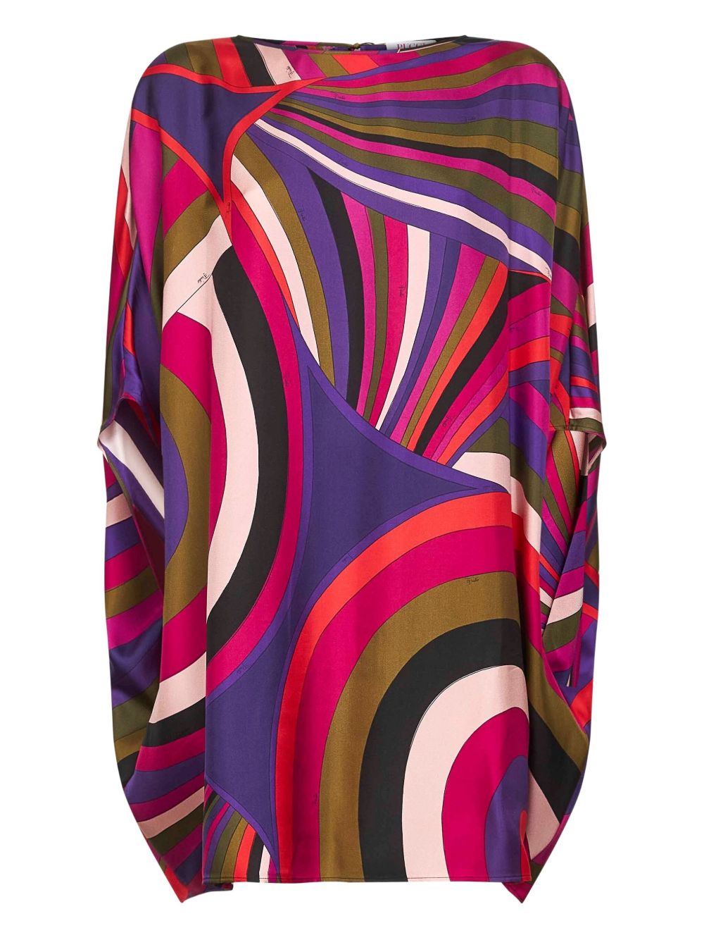 EMILIO PUCCI Printed Silk Kaftan with Boat Neckline and Self-Tie Closure