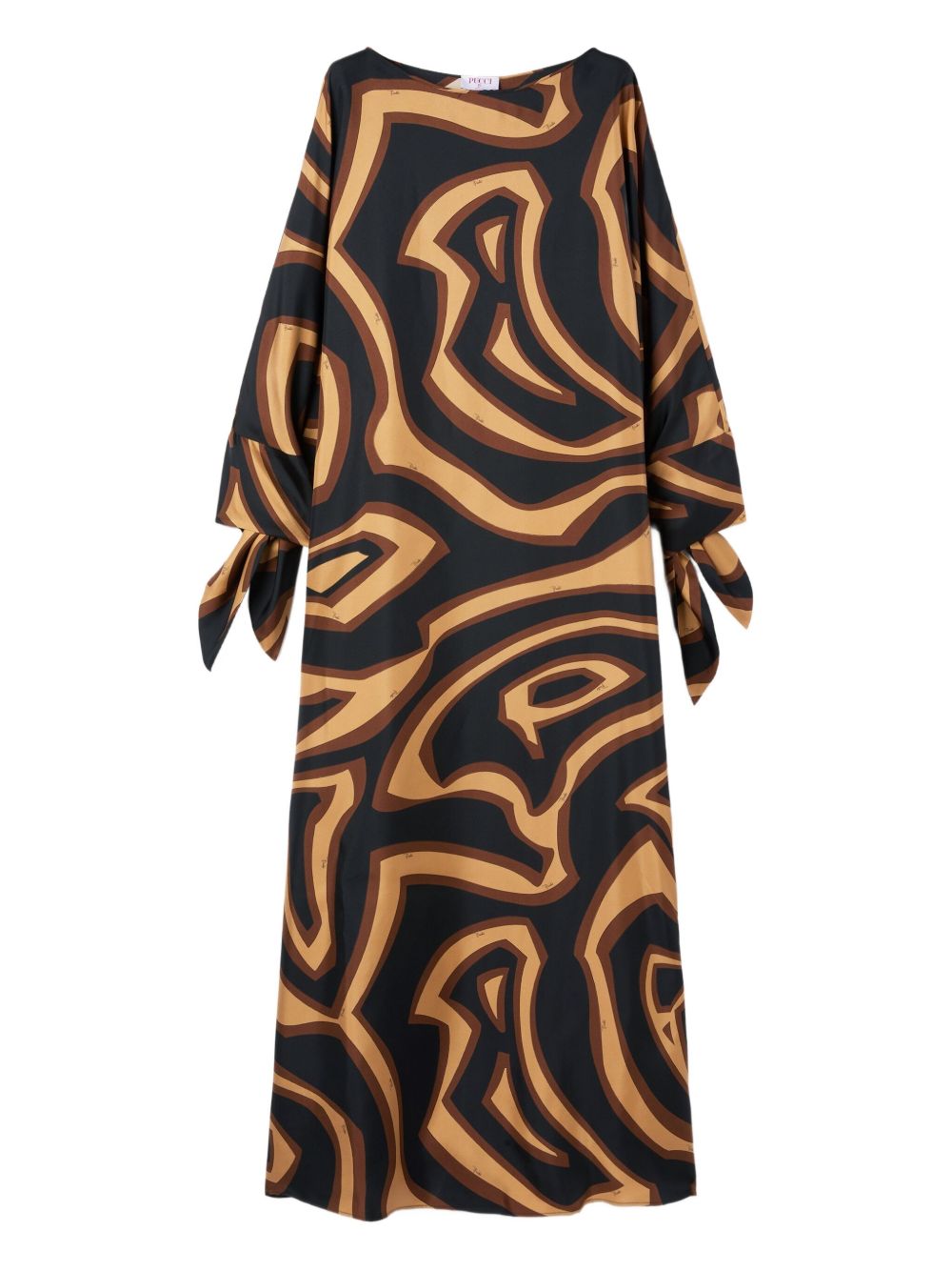 EMILIO PUCCI Printed Silk Kaftan with Long Sleeves and Tie-Fastening Cuffs