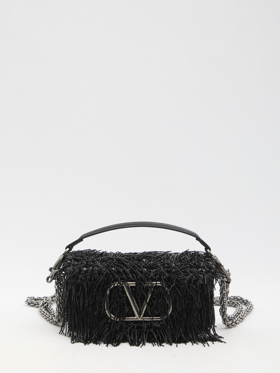 VALENTINO GARAVANI Mini Embellished Fringe Shoulder Handbag