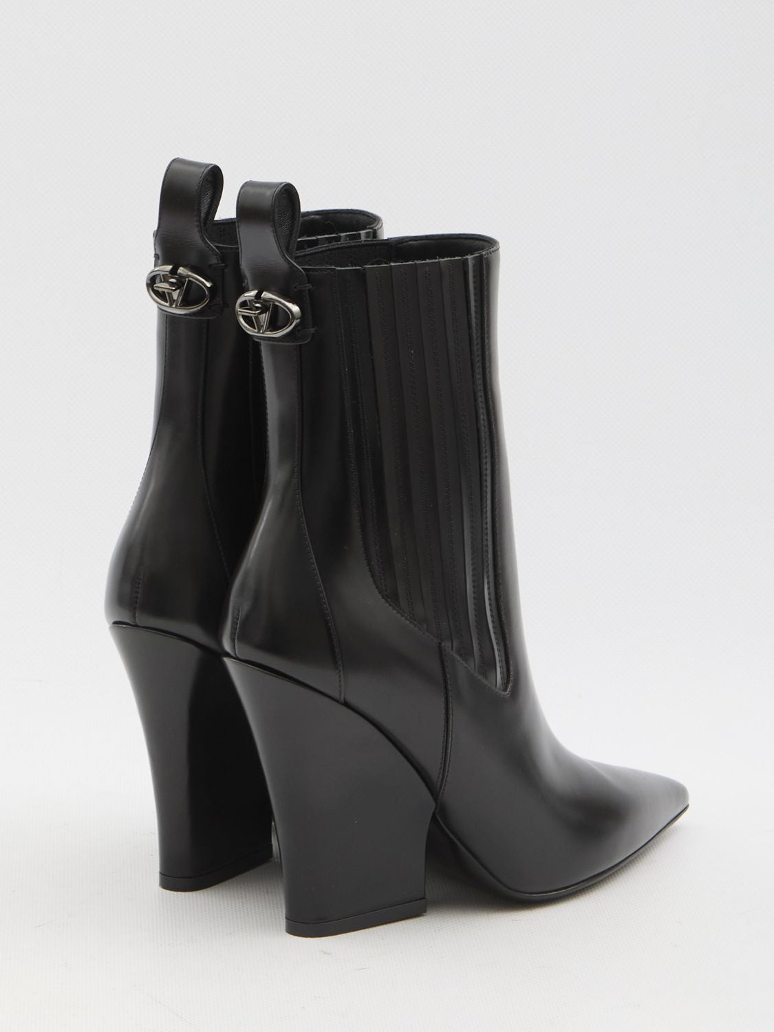 VALENTINO GARAVANI Pointed Design Lockette Booties with Square Heel - 10.5cm Heels