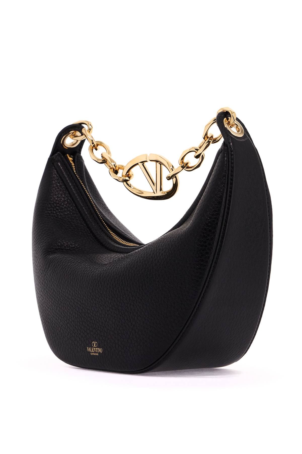 VALENTINO GARAVANI Mini Leather Hobo Handbag with Logo Moon Detail