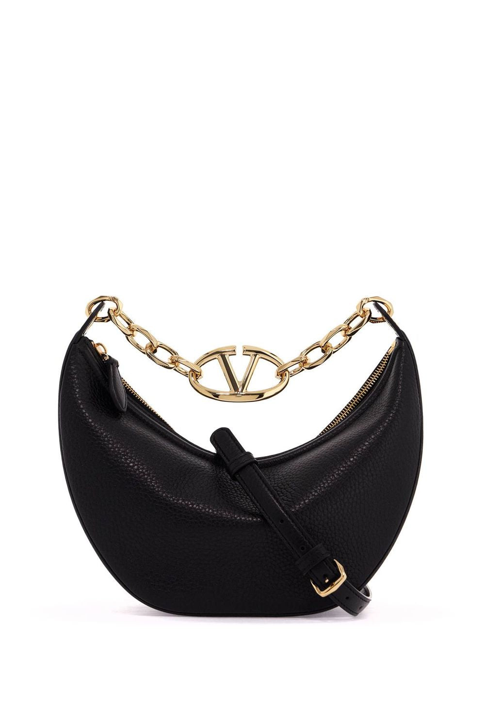 VALENTINO GARAVANI Mini Leather Hobo Handbag with Logo Moon Detail