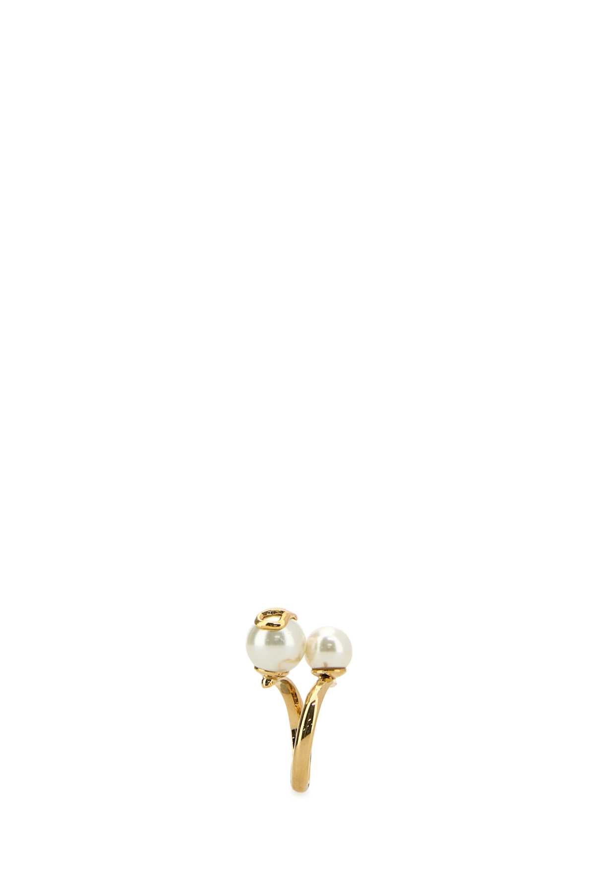 VALENTINO GARAVANI Metal Vlogo Signature Ring (Perla 8-10MM)
