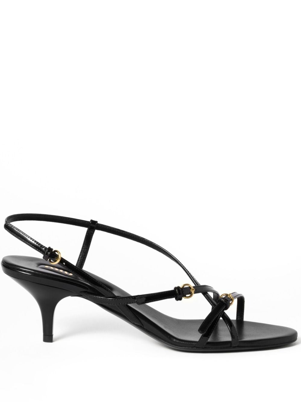 MIU MIU Patent Leather Mini Sandals with Buckles