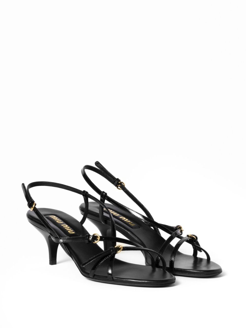 MIU MIU Patent Leather Mini Sandals with Buckles