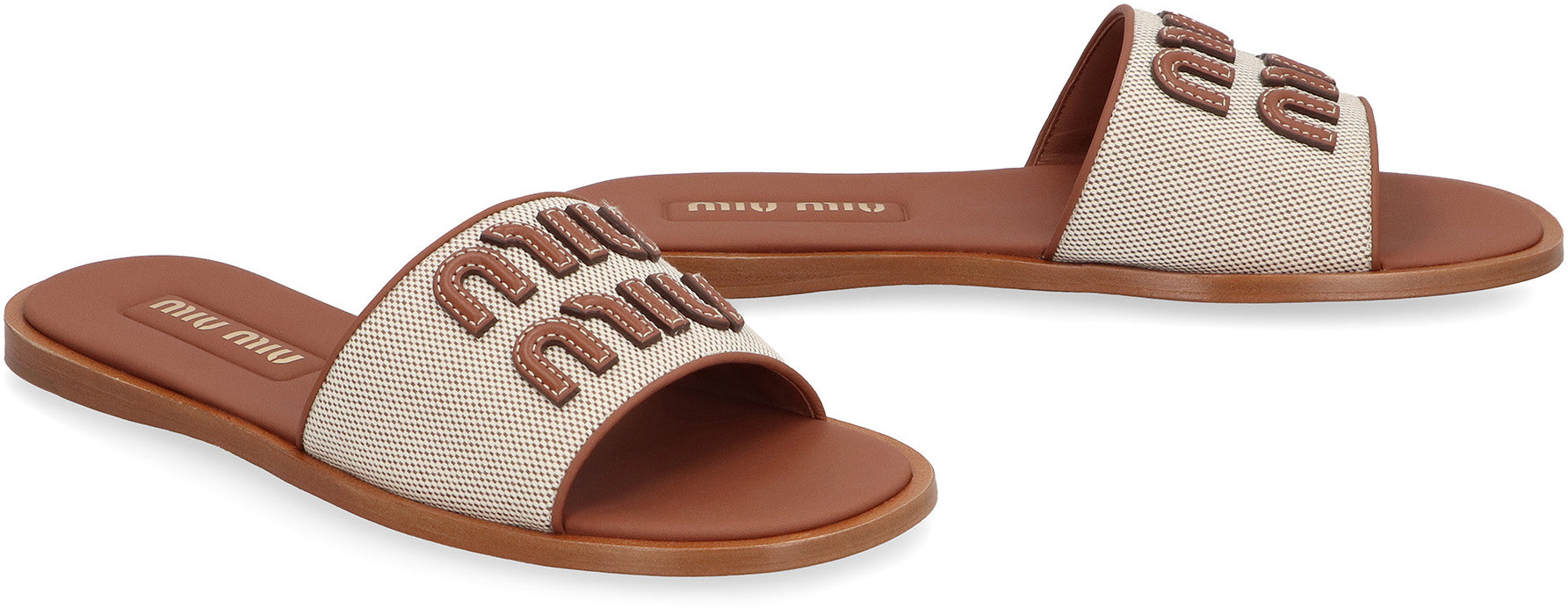 MIU MIU Two-Tone Canvas Slippers for Women