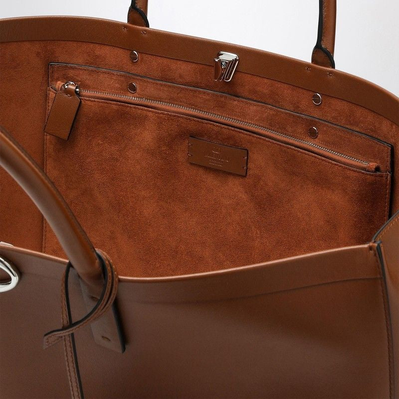 VALENTINO GARAVANI Bold Leather Vlogo Shopping Tote Handbag E/W