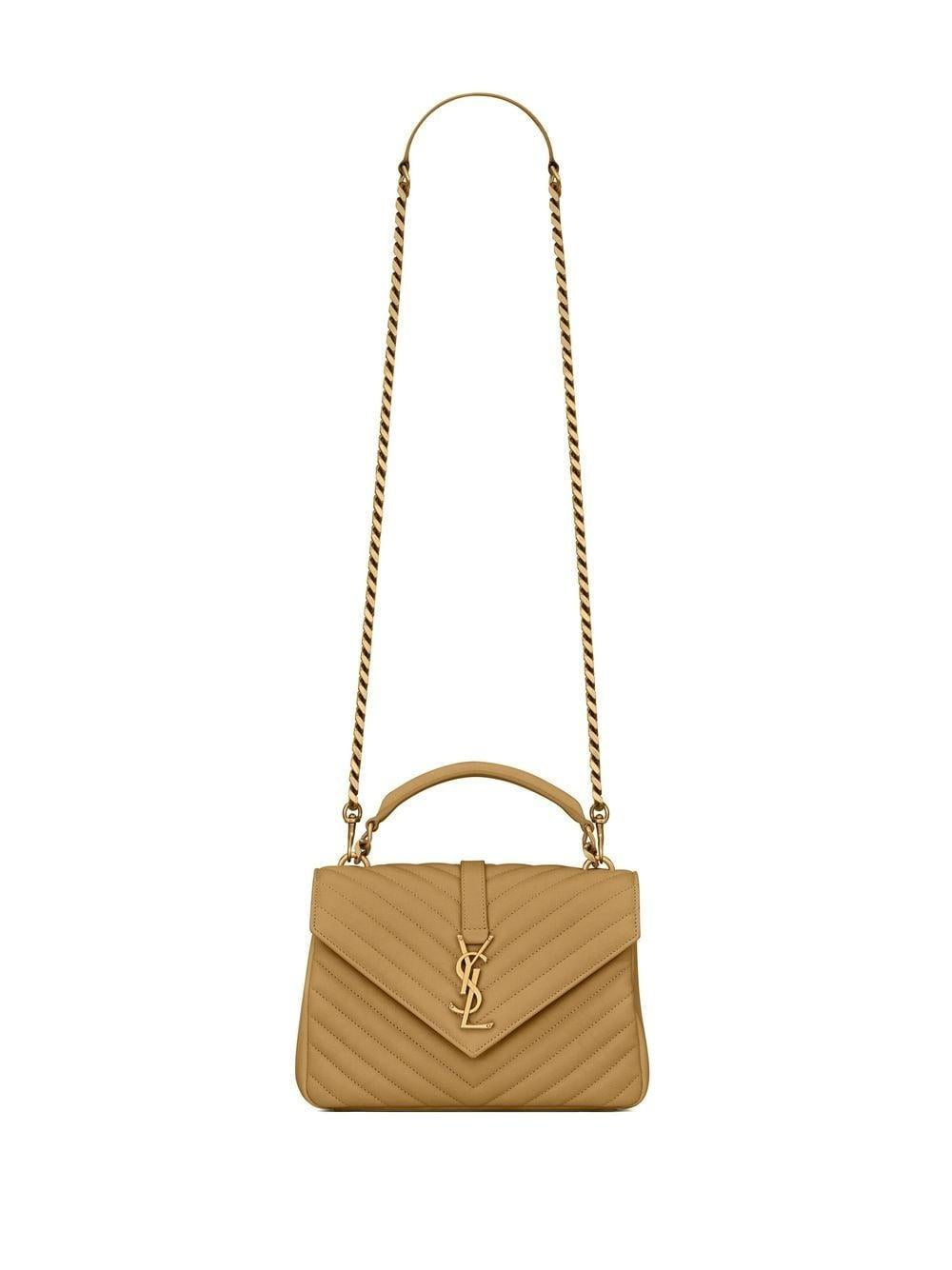 SAINT LAURENT College Logo Plaque Shoulder Handbag