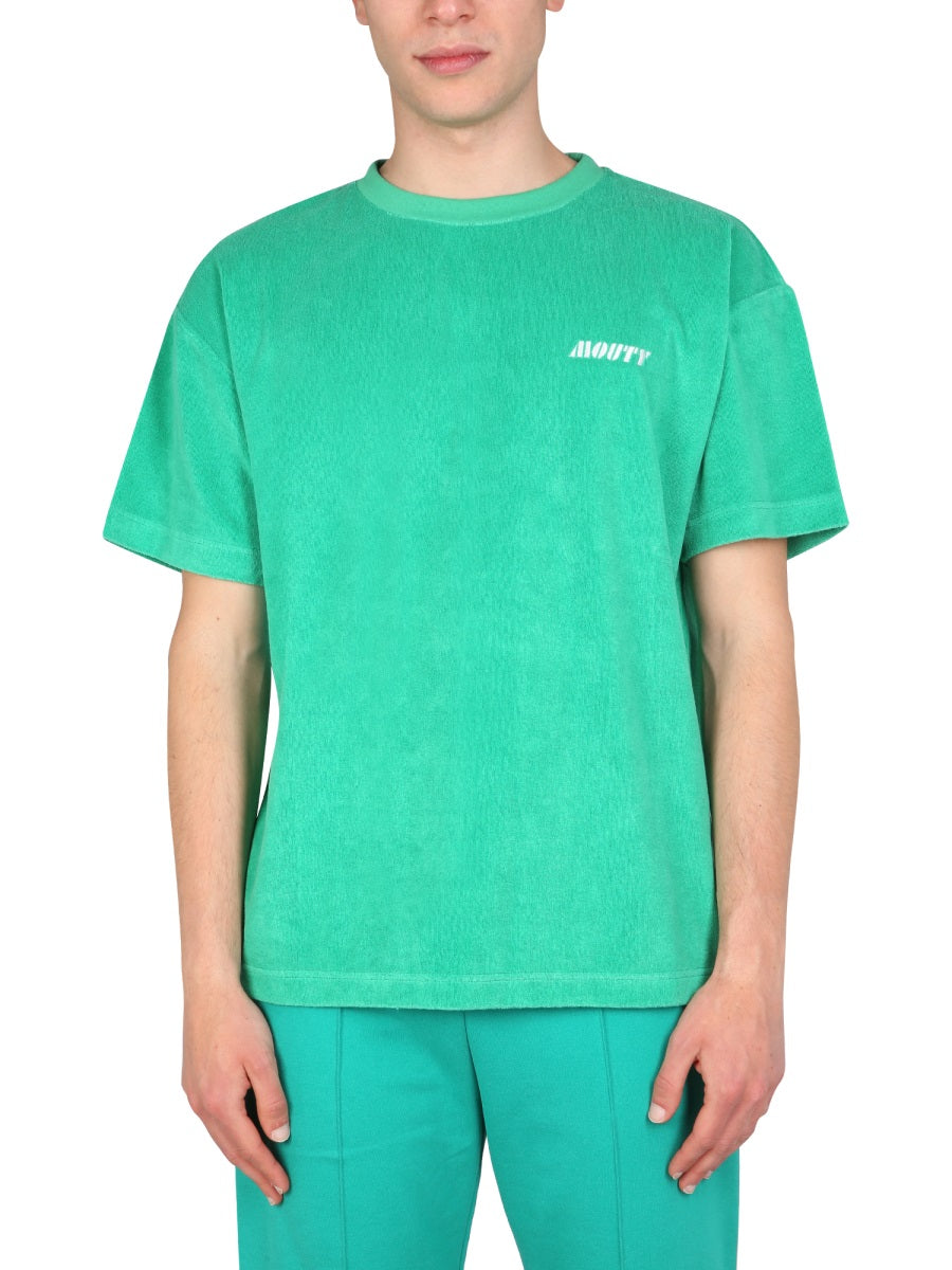 MOUTY Men's Comfort Terry T-Shirt with Front Logo Embroidery