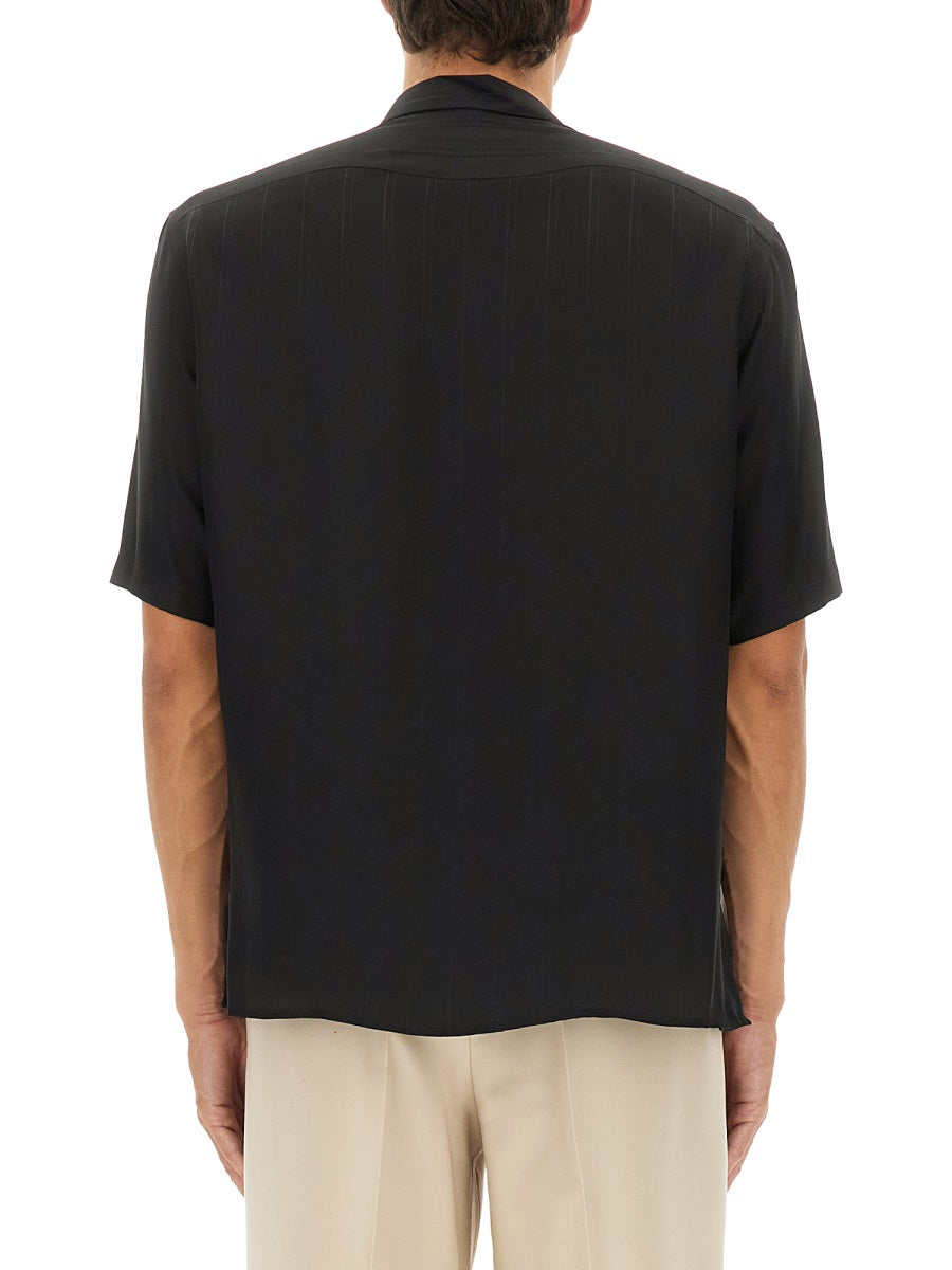 SAINT LAURENT Cassandre Striped Silk Shirt - Size 41