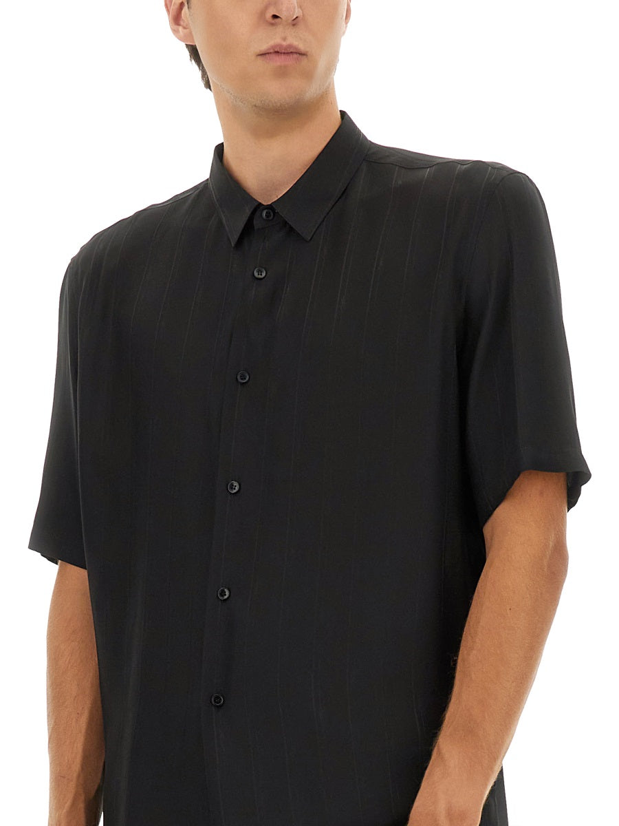 SAINT LAURENT Cassandre Striped Silk Shirt - Size 41