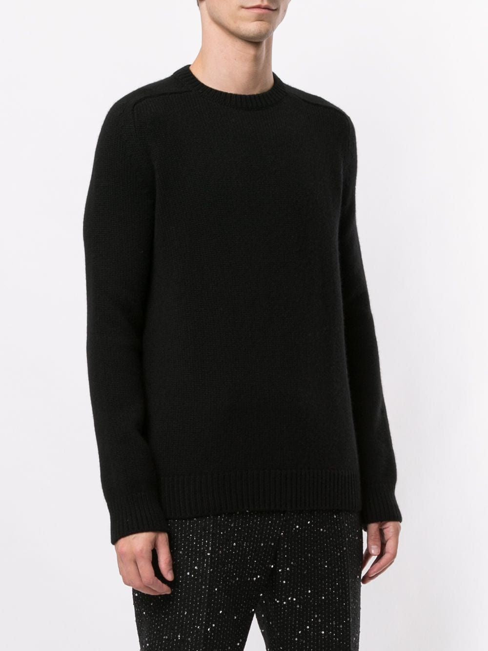 SAINT LAURENT Round Neck Long Sleeve Cashmere Sweater