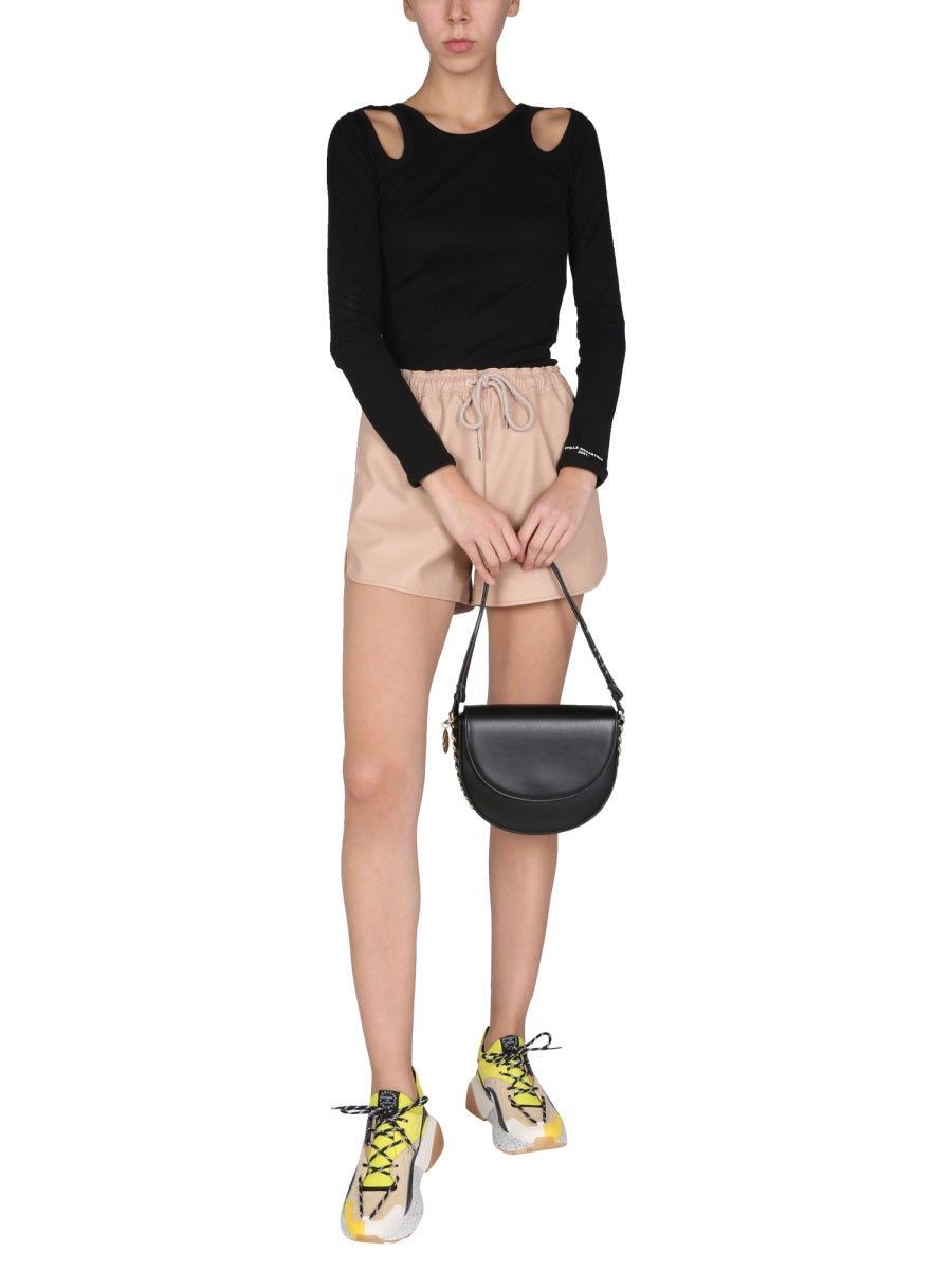 STELLA MCCARTNEY Faux Leather Mini Shorts with Elastic Waist