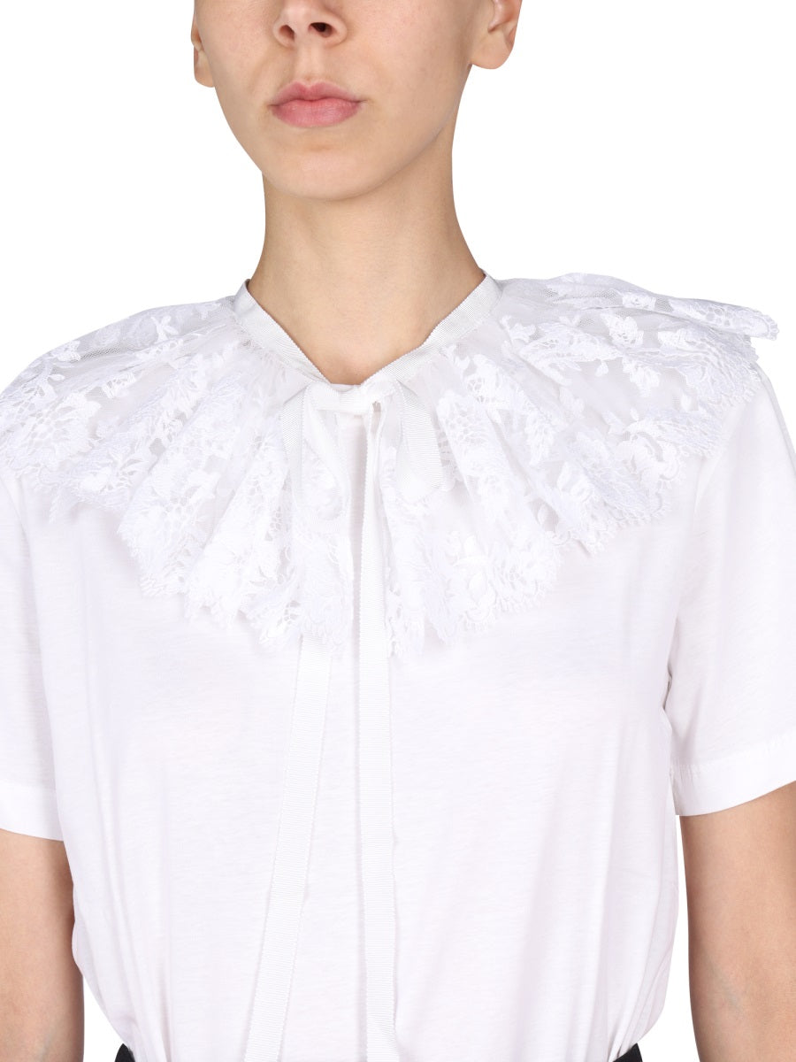 PATOU Embroidered Lace Collar T-Shirt - L
