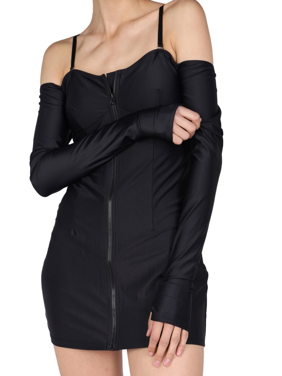 HUALA Heart Neck Mini Dress with Thin Shoulders